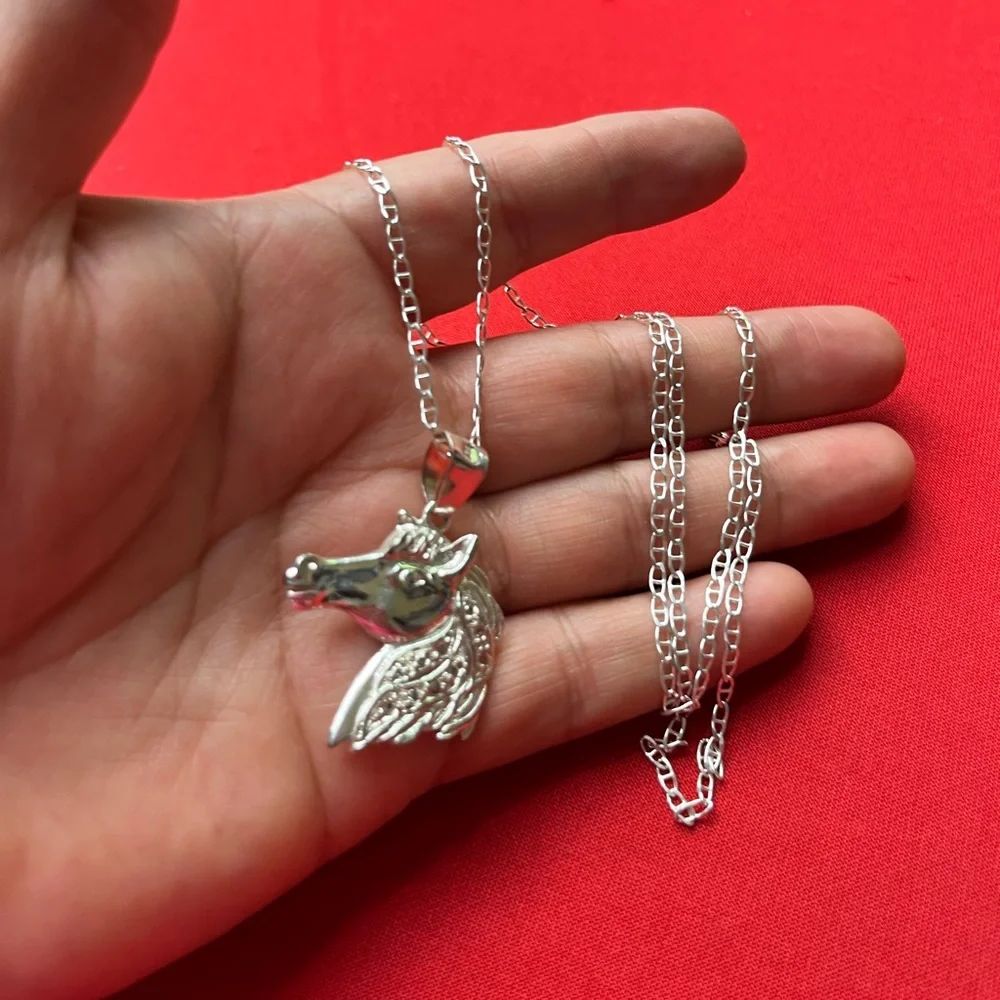 925 strling Silver Horse Pendant Necklace for Kids‎